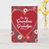 Carte Red Heart Pattern Grandma Grandpa Card (Fleur jaune)