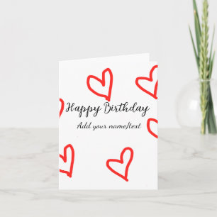 Carte Red heart shaphappy anniversaire ajouter nom texte