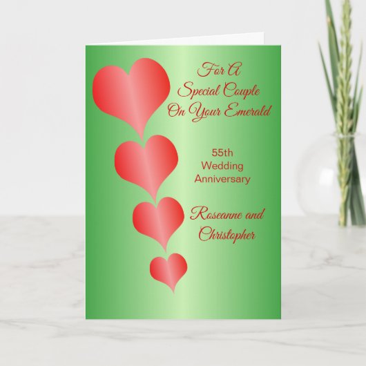 Carte Red Hearts - 55e anniversaire de Mariage personnal (Devant)