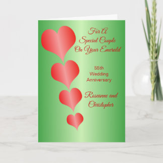 Carte Red Hearts - 55e anniversaire de Mariage personnal