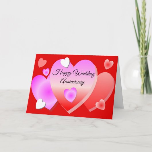 Carte Red Hearts Mariage personnalisé Anniversaire (Devant)