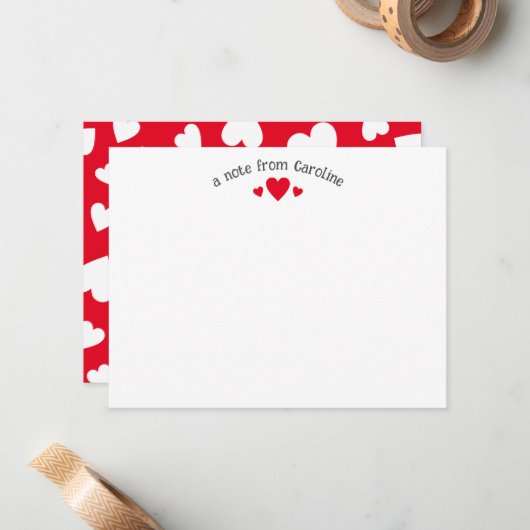 Carte Red Hearts mignonne Girly Note (Devant/Arrière en situation)