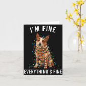 Carte Red Heeler Christmas I'm Fine Everything Is Fine  (Fleur jaune)