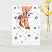 Carte Red High Heels Female Legs Christmas (Fleur jaune)