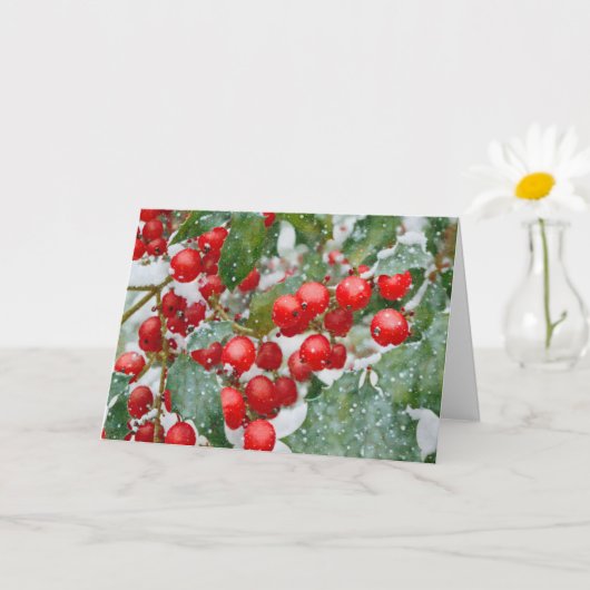 Carte Red Holly Berries en Noël de neige (Petite plante)