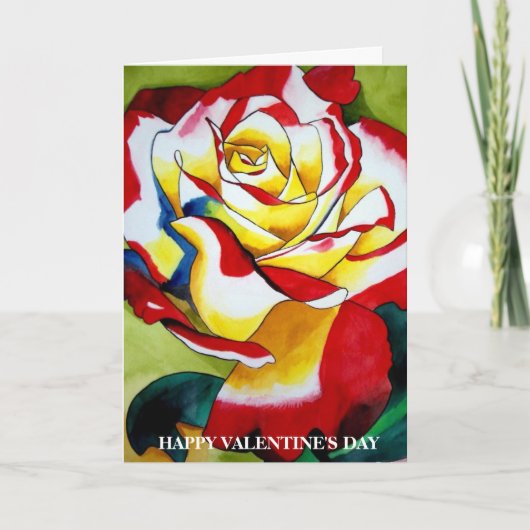 Carte Red hybride Tea Rose Flower Valentine's Day (Devant)
