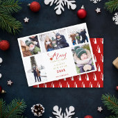 Carte Red Joyeux Noël Chic Trendy Collage 5 Photos