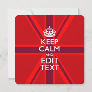 Carte Red Keep Calm And Your Text on Union Jack Flag