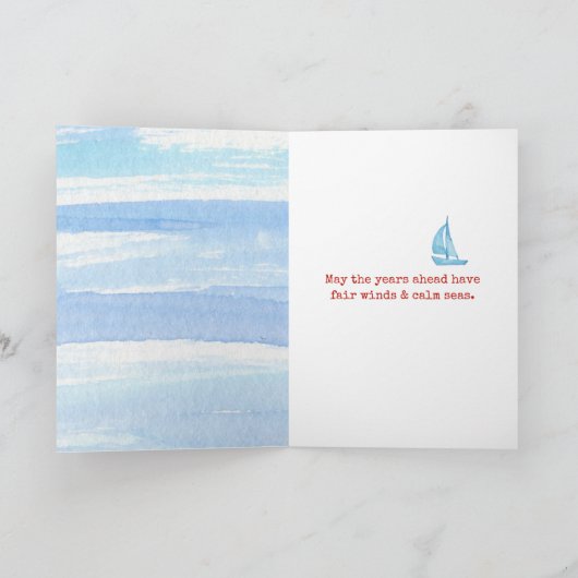 Carte Red Lighthouse and Sailboat 51e anniversaire (Intérieur)