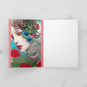 Carte Red Lips et Rose Peacock Abstrait (Intérieur)