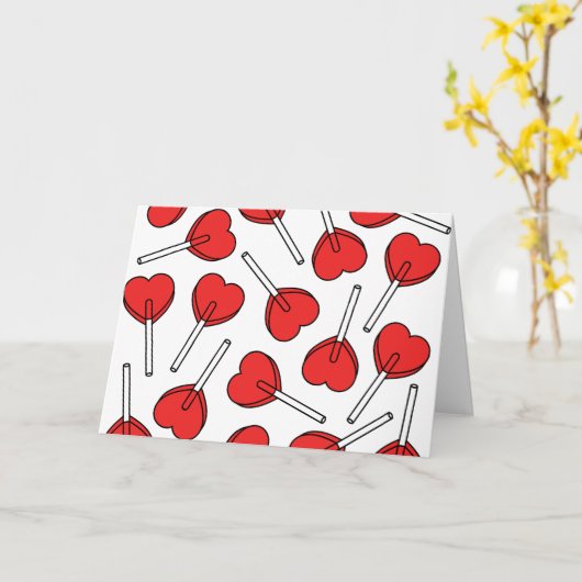 Carte Red Lollipops, Heart Lollipops, Lollipop Pattern (Fleur jaune)