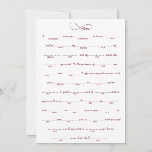 Carte Red Love Infinity Mariage Libs Jeu (Devant)