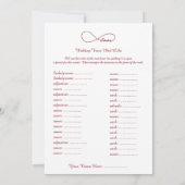 Carte Red Love Infinity Mariage Libs Jeu (Dos)