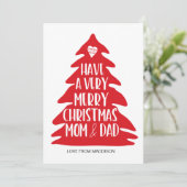 Carte Red Merry Christmas Card pour maman et papa (Debout devant)