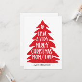 Carte Red Merry Christmas Card pour maman et papa (Devant/Arrière en situation)