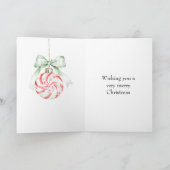 Carte Red Mint Peppermint Mocha Plaid Stripes Christmas (Intérieur)