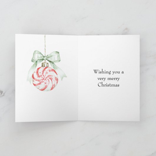 Carte Red Mint Peppermint Mocha Plaid Stripes Christmas (Intérieur)