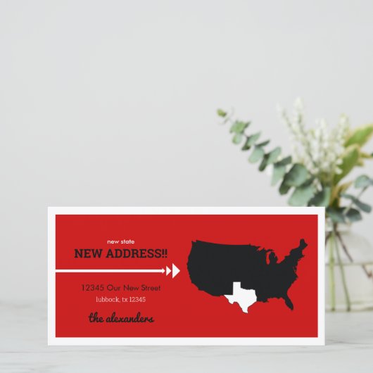 Carte Red New State, New Address ! Texas Moving (Debout devant)