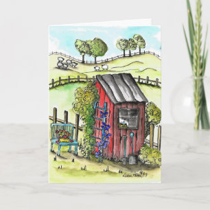 Carte Red Outhouse, Peinture Paysage Campagne Imprimer