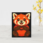 Carte Red Panda Doing Heart With Hands Valentines Day  (Fleur jaune)