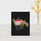 Carte Red Panda Lover Xmas Éclairage Père Noël Red Panda (Fleur jaune)