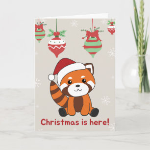 Carte Red Panda Noël Neige Hiver Animaux Pandas Voiture