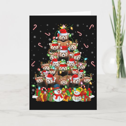 Carte Red Panda Xmas Lighting Tree Santa Red Panda Chris (Devant)