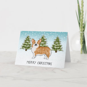 Carte Red Pembroke Welsh Corgi hiver Joyeux Noël
