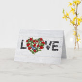 Carte Red Petunia et Ivy Coeur Mariage (Fleur jaune)