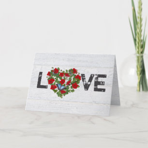 Carte Red Petunia et Ivy Coeur Mariage