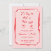 Carte Red + Pink Handwritten Wedding Rehearsal Dinner (Devant)