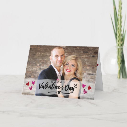 Carte Red Pink Hearts Saint Valentin Photo Scribbled (Devant)