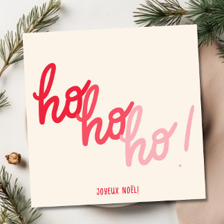 Carte Red Pink Hohoho Joyeux Noel Script Christmas Card