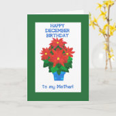 Carte Red Poinsettia Décembre Anniversaire pour mère (Fleur jaune)