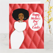 Carte Red Quilted African American 1st Lady Fête des Mèr (Fleur jaune)