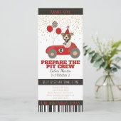 Carte Red Race Car Chien Boys Billet de fête d'anniversa (Debout devant)