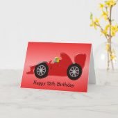 Carte Red Racing Car 12e anniversaire (Fleur jaune)