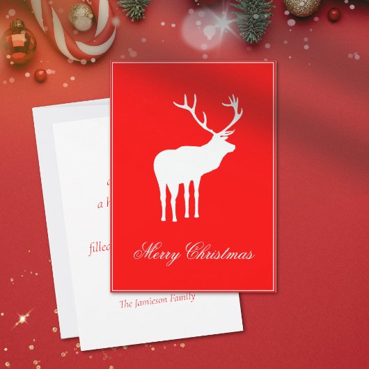 Carte Red Reindeer Elegant Holiday