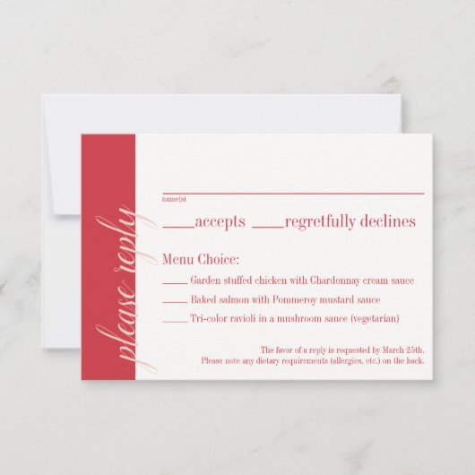 Carte Red Response, Collection Mariage Caroline (Devant)