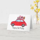 Carte Red Retro Fiat 500 (Fleur jaune)