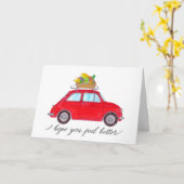 Carte Red Retro Fiat 500 Va bien (Fleur jaune)