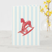 Carte Red Rocking Horse rayures (Fleur jaune)