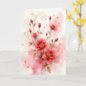 Carte Red Roses Watercolor Anniversary Valentine's Day (Fleur jaune)