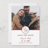 Carte Red Rustic Photo Minimalist Wedding Initials  (Devant)