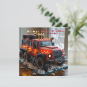 Carte Red Safari Camion Anniversaire Gâteau (Debout devant)