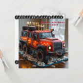 Carte Red Safari Camion Anniversaire Gâteau (Devant/Arrière en situation)