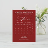 Carte Red Save the date card calendar & photo (Debout devant)
