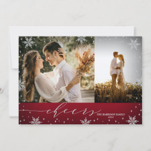 Carte Red & Silver Snowflakes 2 photos de Cheers Christm