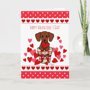 Carte Red Smooth Dachshund Valentine's Day