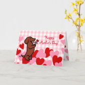 Carte Red Smooth Haired Dachshund (Fleur jaune)